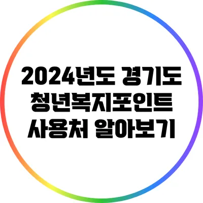 2024년도 경기도 청년복지포인트 사용처 알아보기