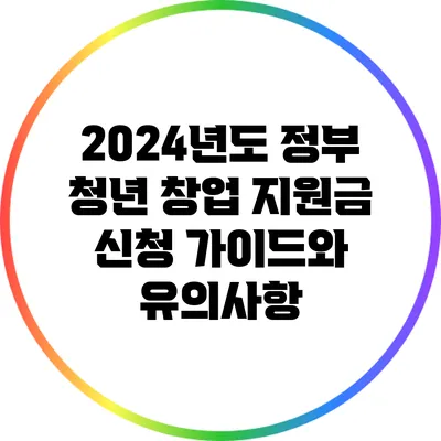 2024년도 정부 청년 창업 지원금 신청 가이드와 유의사항