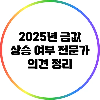 2025년 금값 상승 여부: 전문가 의견 정리