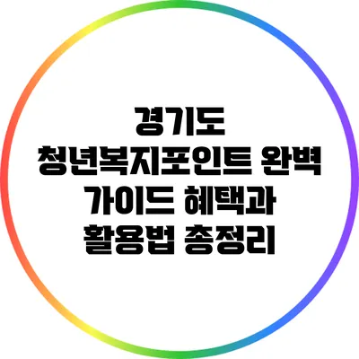 경기도 청년복지포인트 완벽 가이드: 혜택과 활용법 총정리