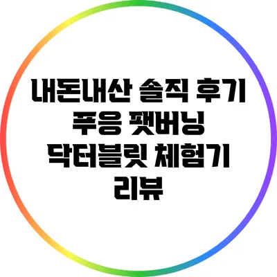 내돈내산 솔직 후기: 푸응 팻버닝 닥터블릿 체험기 리뷰