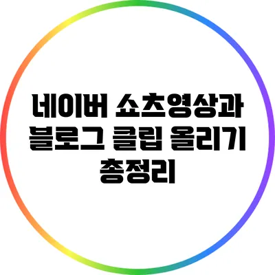 네이버 쇼츠영상과 블로그 클립 올리기 총정리