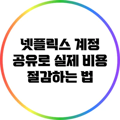 넷플릭스 계정 공유로 실제 비용 절감하는 법