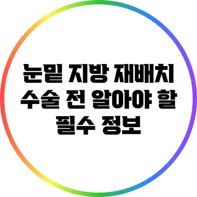 눈밑 지방 재배치: 수술 전 알아야 할 필수 정보