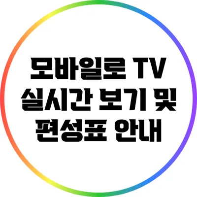 모바일로 TV 실시간 보기 및 편성표 안내
