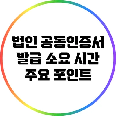 법인 공동인증서 발급 소요 시간 주요 포인트