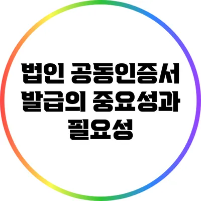 법인 공동인증서 발급의 중요성과 필요성
