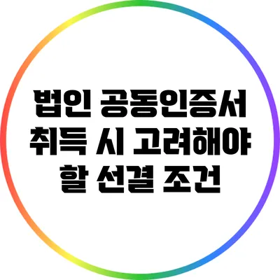 법인 공동인증서 취득 시 고려해야 할 선결 조건