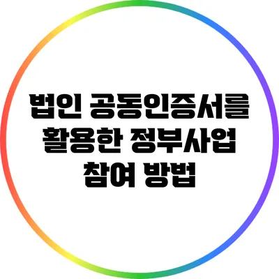 법인 공동인증서를 활용한 정부사업 참여 방법