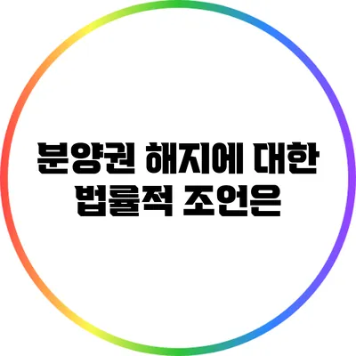 분양권 해지에 대한 법률적 조언은?