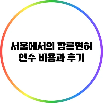 서울에서의 장롱면허 연수: 비용과 후기