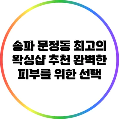 송파 문정동 최고의 왁싱샵 추천: 완벽한 피부를 위한 선택