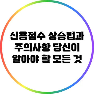 신용점수 상승법과 주의사항: 당신이 알아야 할 모든 것