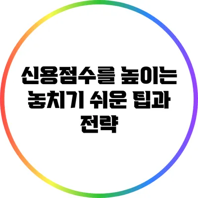 신용점수를 높이는 놓치기 쉬운 팁과 전략
