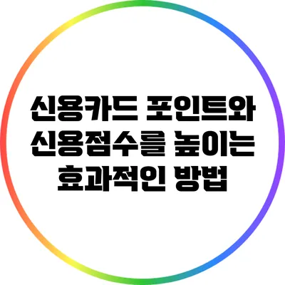 신용카드 포인트와 신용점수를 높이는 효과적인 방법