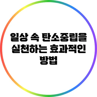 일상 속 탄소중립을 실천하는 효과적인 방법