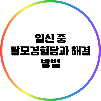 임신 중 탈모경험담과 해결 방법