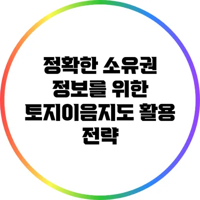 정확한 소유권 정보를 위한 토지이음지도 활용 전략