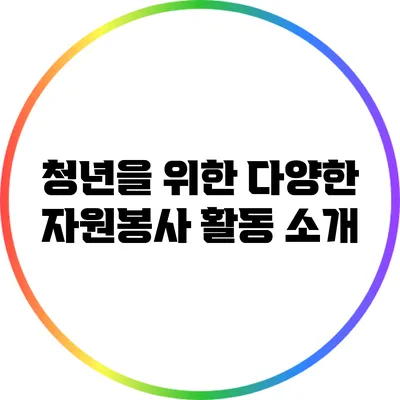 청년을 위한 다양한 자원봉사 활동 소개