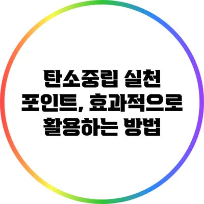 탄소중립 실천 포인트, 효과적으로 활용하는 방법