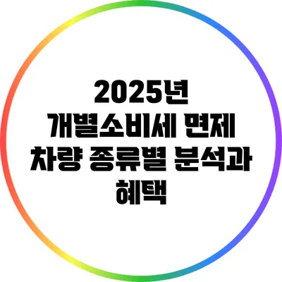 2025년 개별소비세 면제 차량 종류별 분석과 혜택