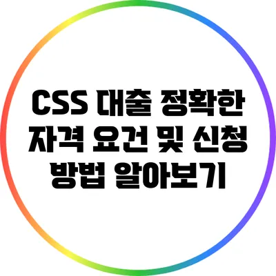 CSS 대출: 정확한 자격 요건 및 신청 방법 알아보기