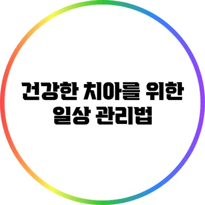 건강한 치아를 위한 일상 관리법