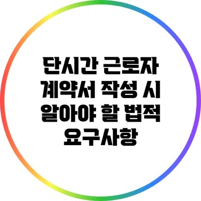 단시간 근로자 계약서 작성 시 알아야 할 법적 요구사항