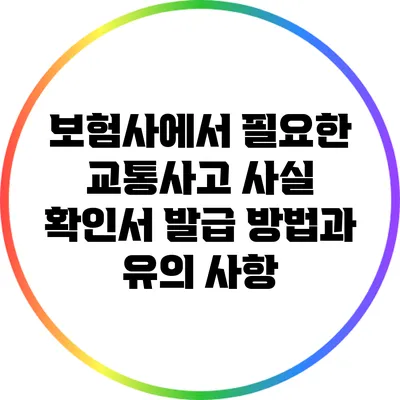 보험사에서 필요한 교통사고 사실 확인서 발급 방법과 유의 사항