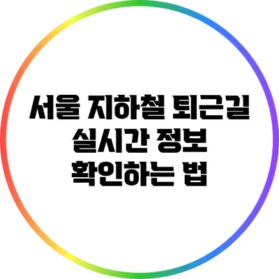 서울 지하철 퇴근길 실시간 정보 확인하는 법