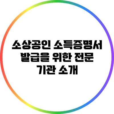소상공인 소득증명서 발급을 위한 전문 기관 소개