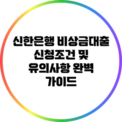 신한은행 비상금대출 신청조건 및 유의사항 완벽 가이드