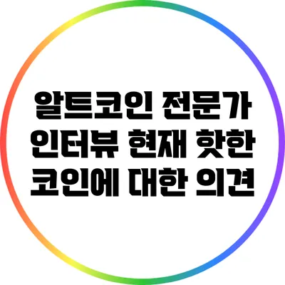 알트코인 전문가 인터뷰: 현재 핫한 코인에 대한 의견