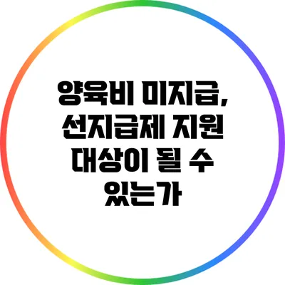 양육비 미지급, 선지급제 지원 대상이 될 수 있는가?