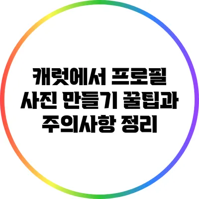 캐럿에서 프로필 사진 만들기 꿀팁과 주의사항 정리