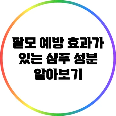 탈모 예방 효과가 있는 샴푸 성분 알아보기