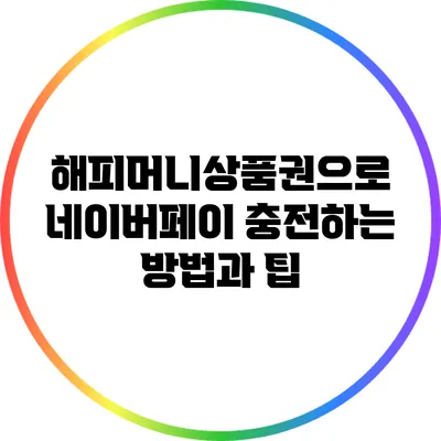 해피머니상품권으로 네이버페이 충전하는 방법과 팁