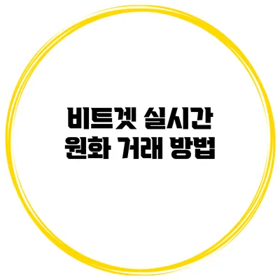 비트겟 실시간 원화 거래 방법