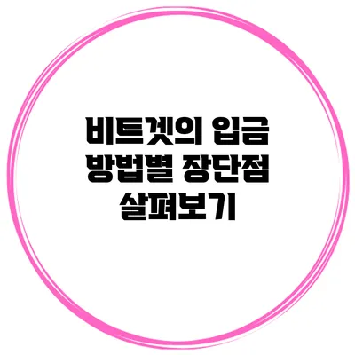 비트겟의 입금 방법별 장단점 살펴보기