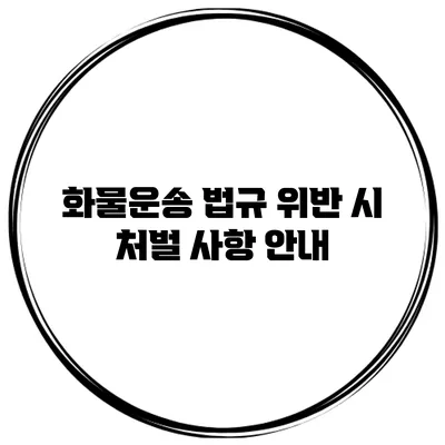 화물운송 법규 위반 시 처벌 사항 안내