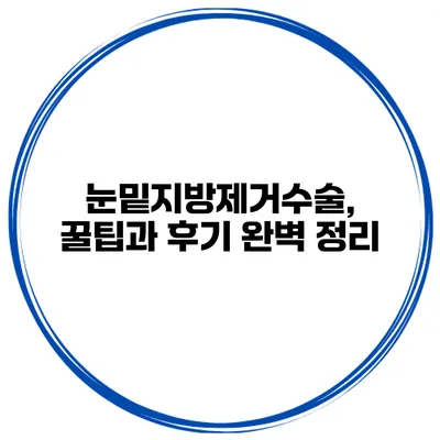 눈밑지방제거수술, 꿀팁과 후기 완벽 정리